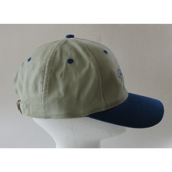 Pile Base Contractors Hat Ball Cap Khaki Blue Slide Clasp Adjustable Embroidered - Picture 4 of 8